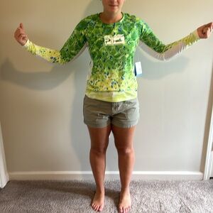 NWT Pelagic green, small, long sleeve, top, machine washable.